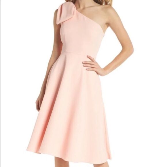 Gal Meets Glam Yvonne One Shoulder Rose Quartz Pink A-Line Dress NEW WITH TAGS - Picture 1 of 10